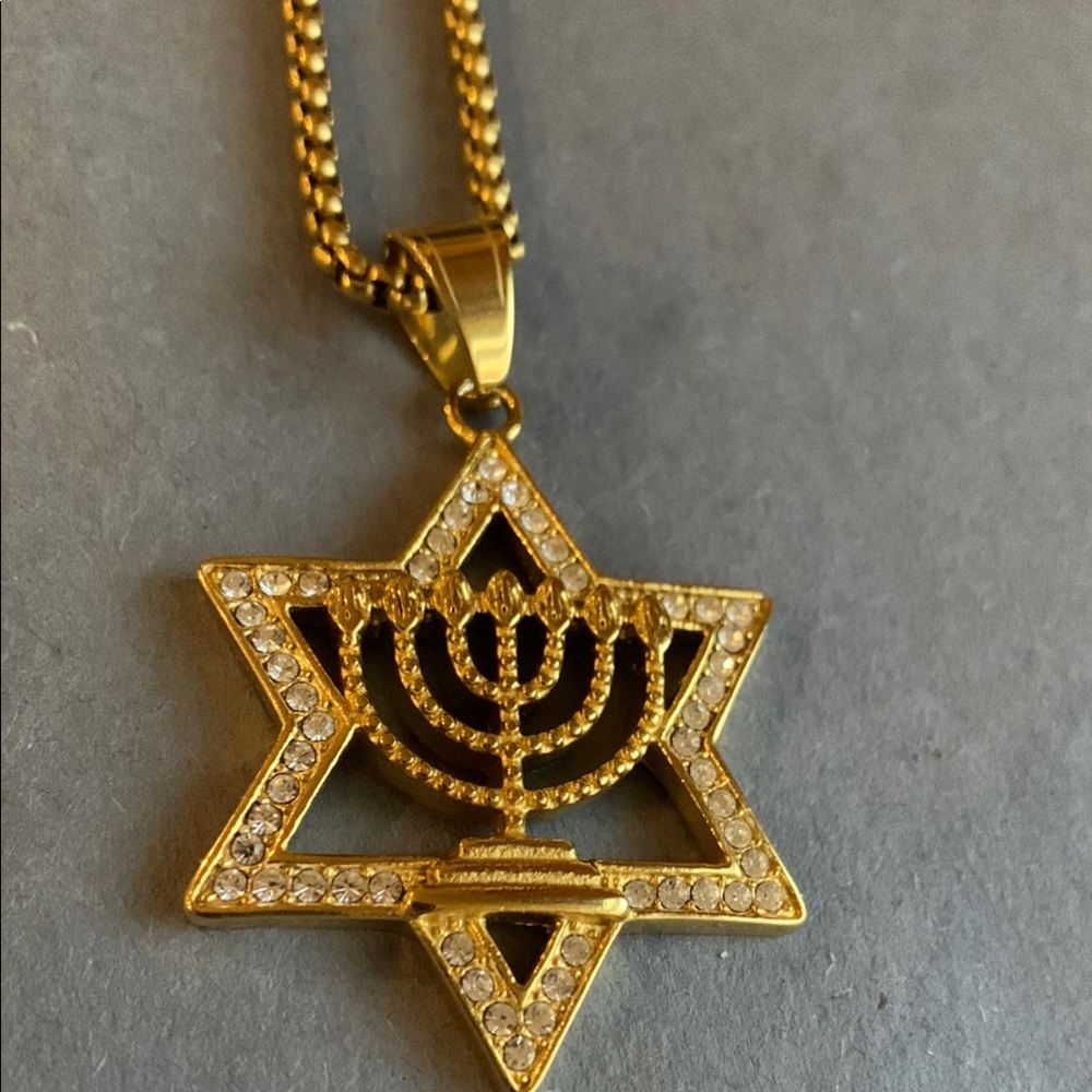 Gold Star of David Pendant Necklace